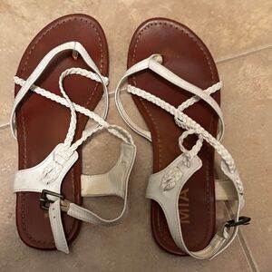 MIA Braided White and Brown Sandals